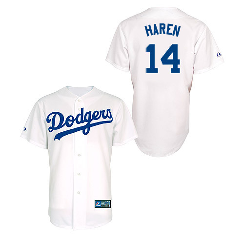 Dan Haren #14 Youth Baseball Jersey-L A Dodgers Authentic Home White MLB Jersey